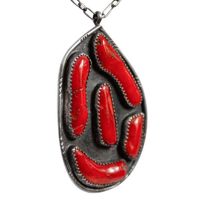 Vintage Navajo Red Coral Pendant - Image 2