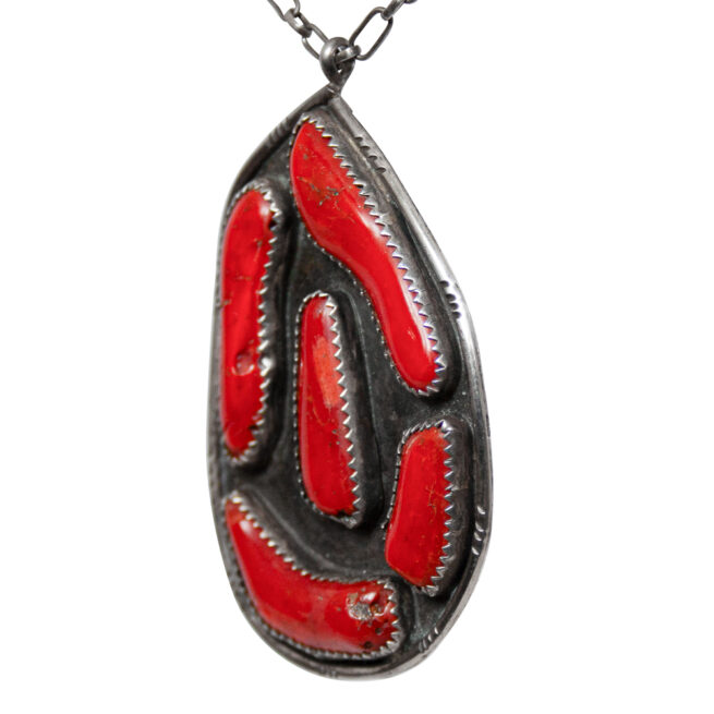Vintage Navajo Red Coral Pendant - Image 3