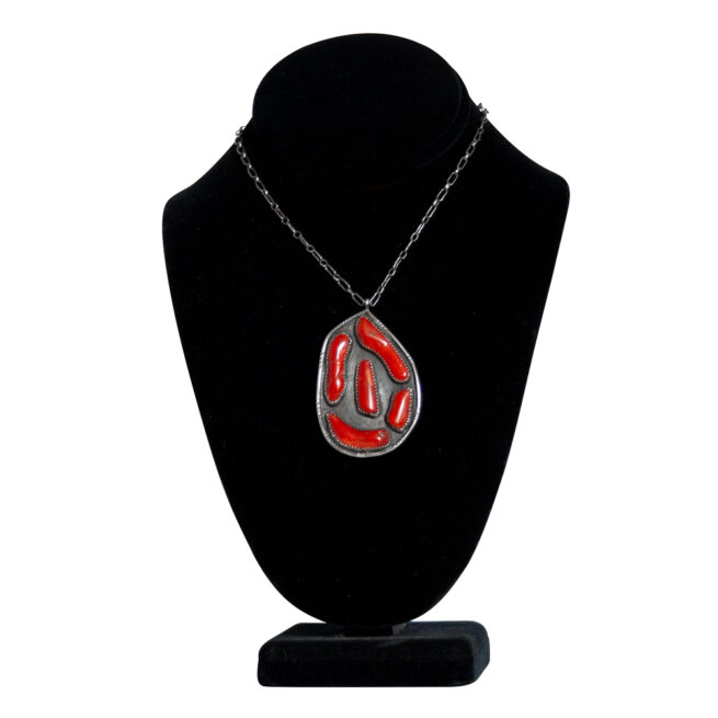 Vintage Navajo Red Coral Pendant - Image 5