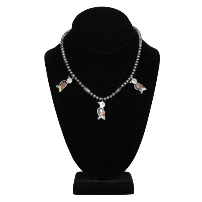 Zuni Inlay Tryptic Bird Necklace – Image 3