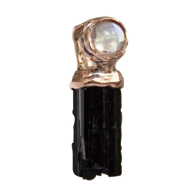 Pendentif Tourmaline Noire Pierre de Lune Or 9 Carats – Image 2