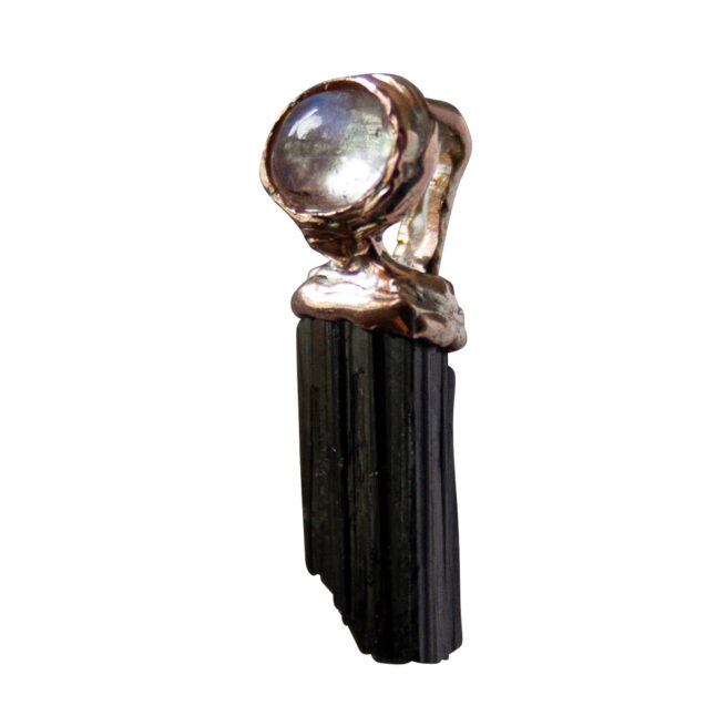 Pendentif Tourmaline Noire Pierre de Lune Or 9 Carats – Image 5