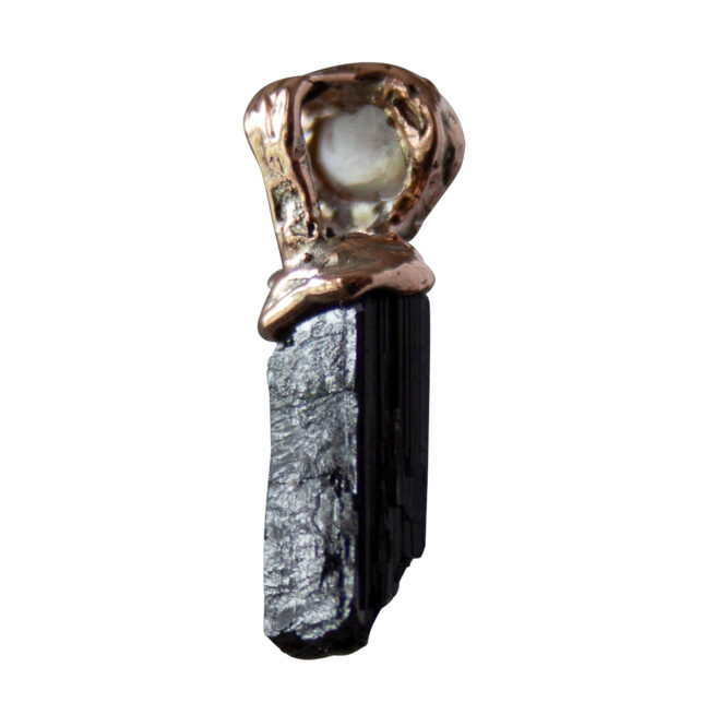 Pendentif Tourmaline Noire Pierre de Lune Or 9 Carats – Image 3