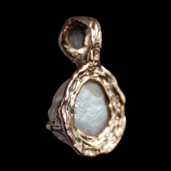 Pendentif Pierre de Lune Perle Or 9 Carats – Image 5