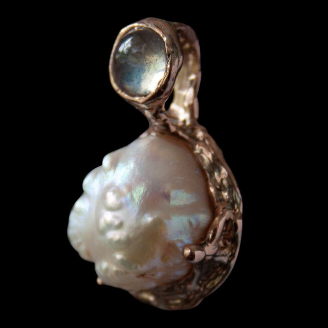 Pendentif Pierre de Lune Perle Or 9 Carats – Image 6