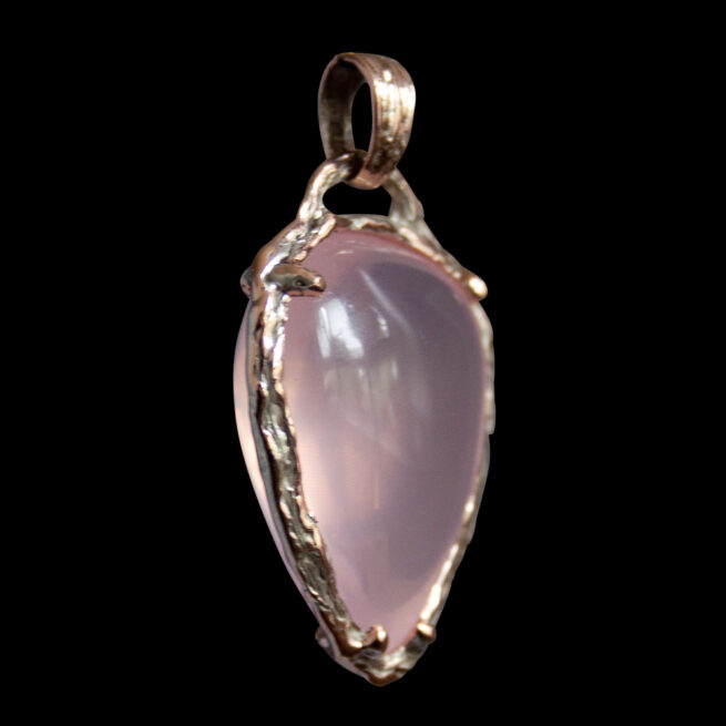9K Gold Rose Quartz Pendant - Image 4