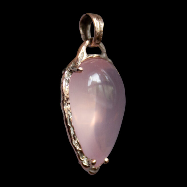 9K Gold Rose Quartz Pendant - Image 2