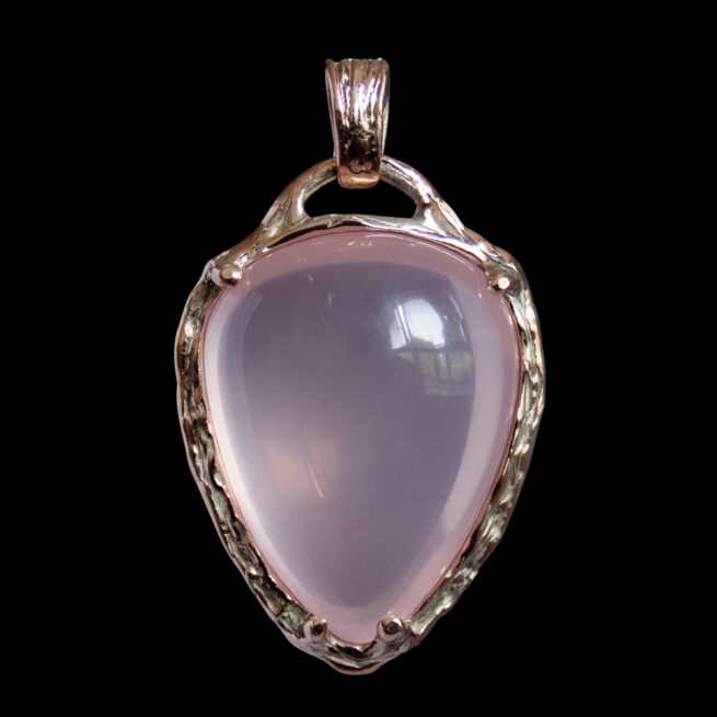 9K Gold Rose Quartz Pendant - Image 3