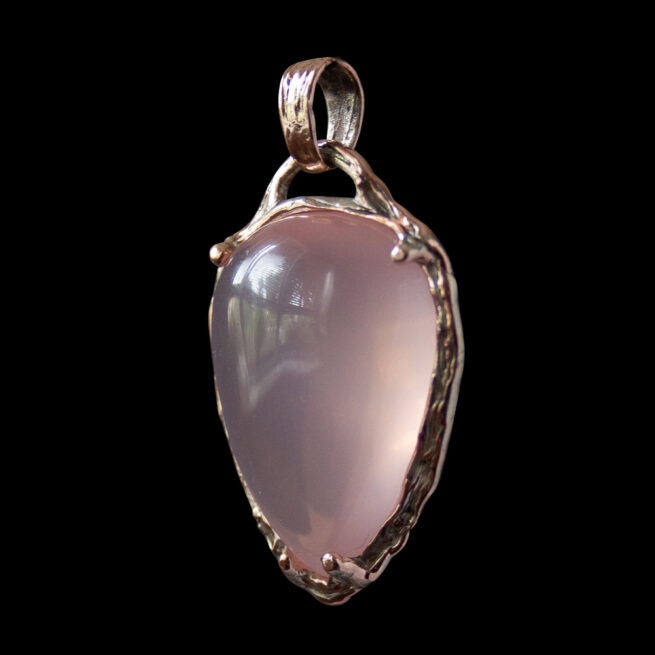 9K Gold Rose Quartz Pendant - Image 6