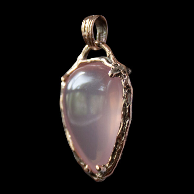 9K Gold Rose Quartz Pendant - Image 5
