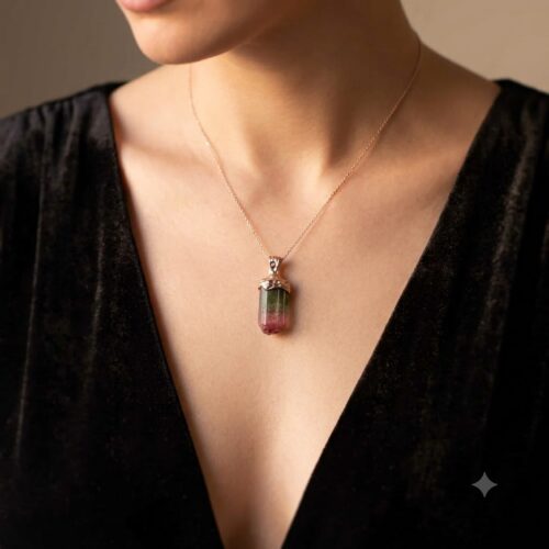 9K Gold Watermelon Tourmaline Pendant