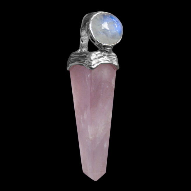 Rose Quartz Obelisk Moonstone Pendant - Image 2