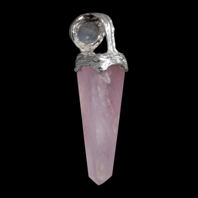 Rose Quartz Obelisk Moonstone Pendant - Image 5