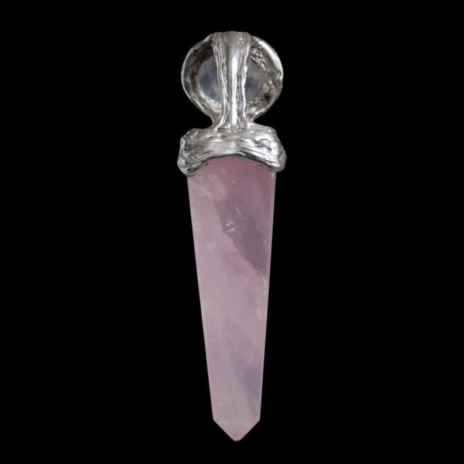 Rose Quartz Obelisk Moonstone Pendant - Image 4