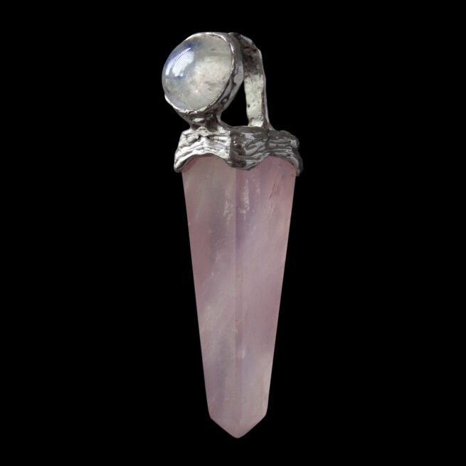 Rose Quartz Obelisk Moonstone Pendant - Image 6