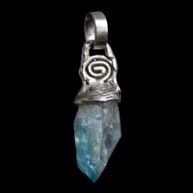Silver Spiral Aqua Aura Pendant - Image 6