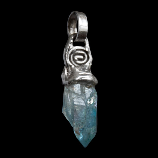 Silver Spiral Aqua Aura Pendant - Image 5
