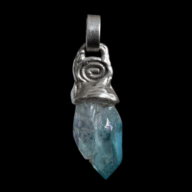 Silver Spiral Aqua Aura Pendant - Image 4