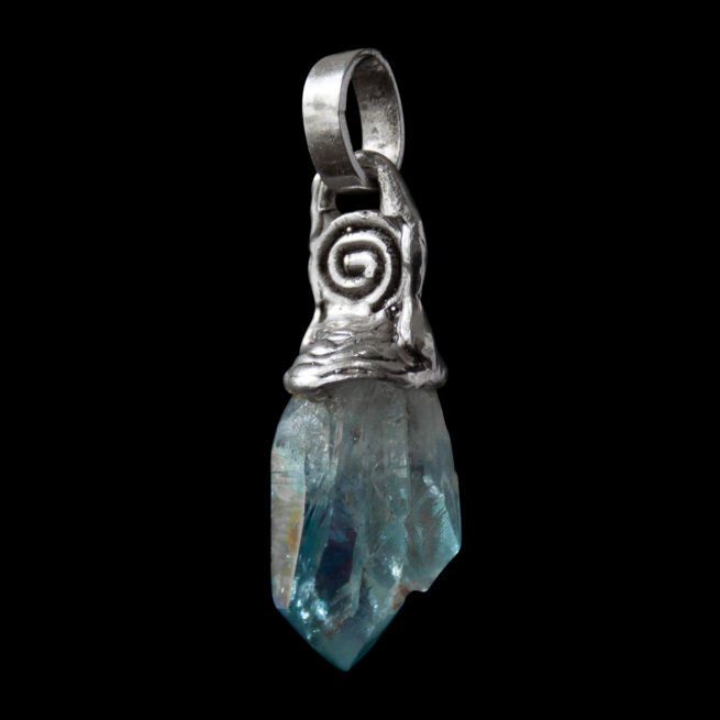 Silver Spiral Aqua Aura Pendant - Image 3