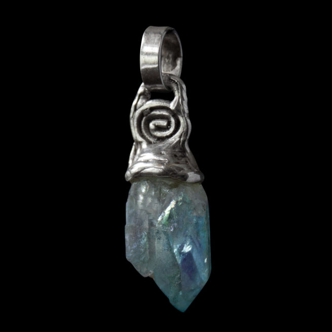 Silver Spiral Aqua Aura Pendant - Image 2