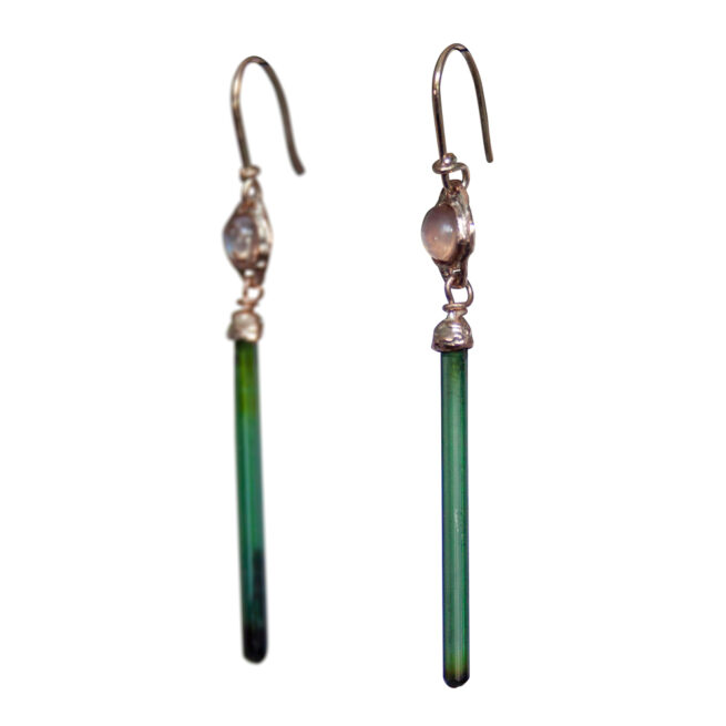Boucles d'Oreille Tourmaline Labradorite Or 9 Carats – Image 3