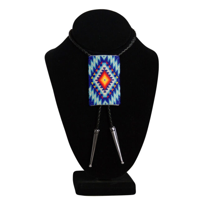 Beaded Bolo Tie - Blue - Image 2