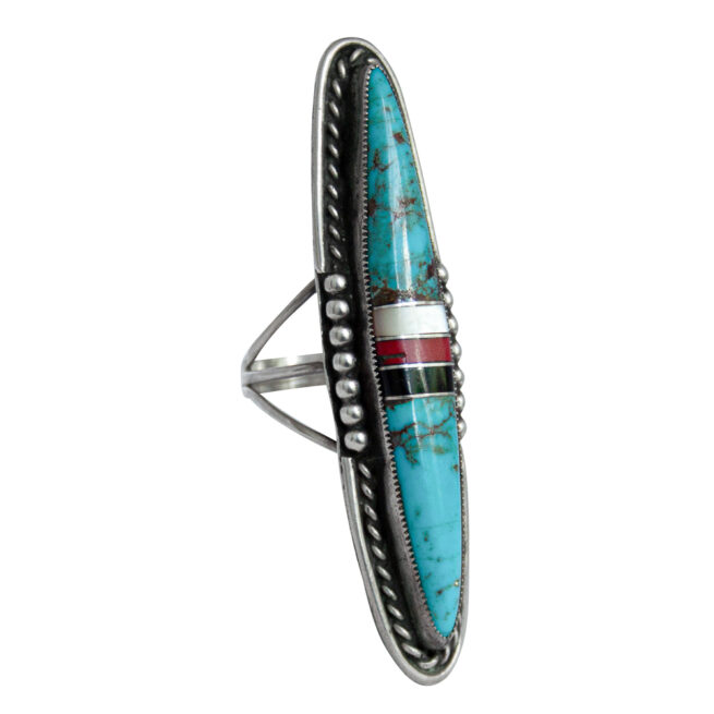 Long Vintage Turquoise Ring - Image 2