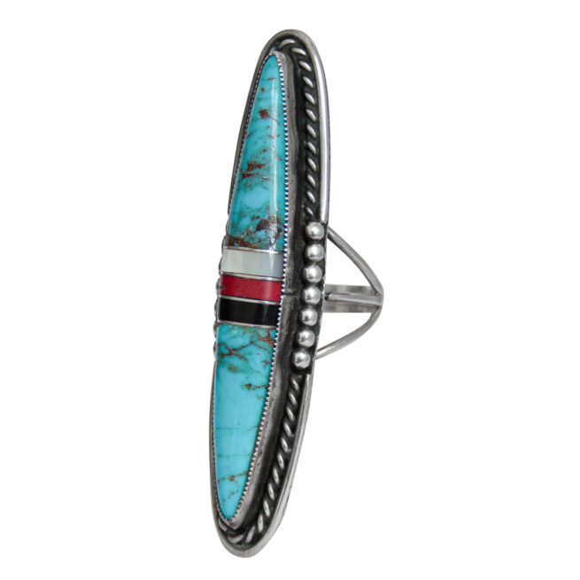 Long Vintage Turquoise Ring - Image 3
