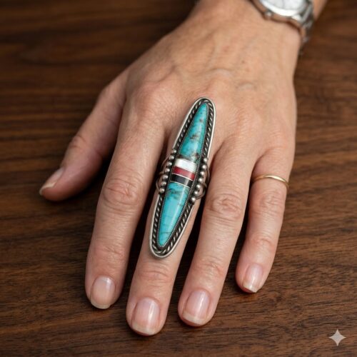 Long Vintage Turquoise Ring