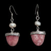 Rhodochrosite Pearl Silver Earrings