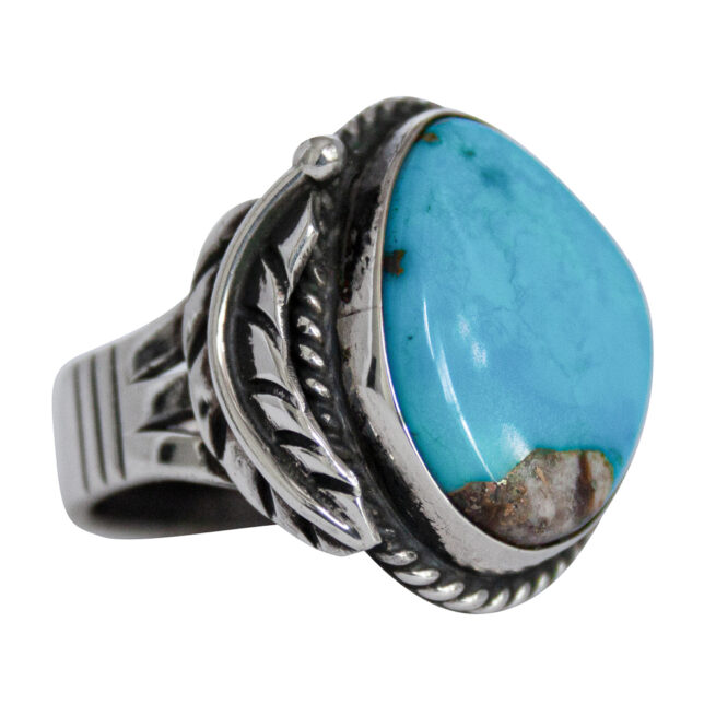 Silver Feather Turquoise Ring – Image 2