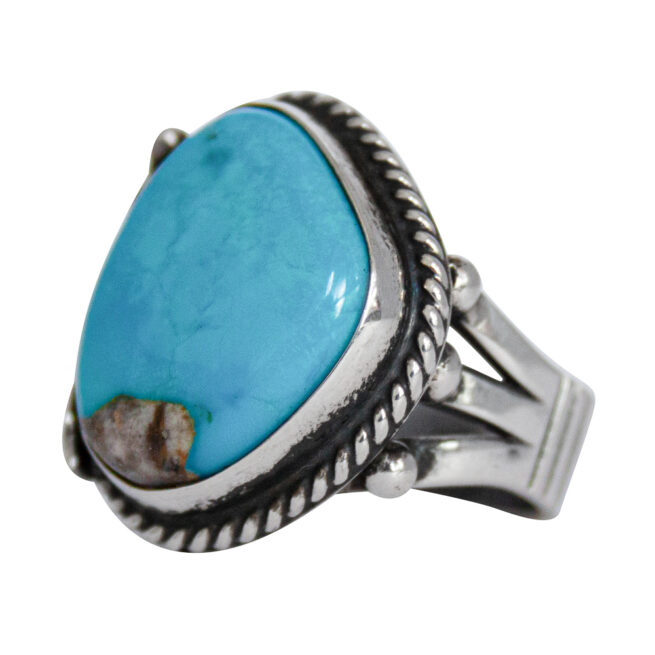 Silver Feather Turquoise Ring – Image 3