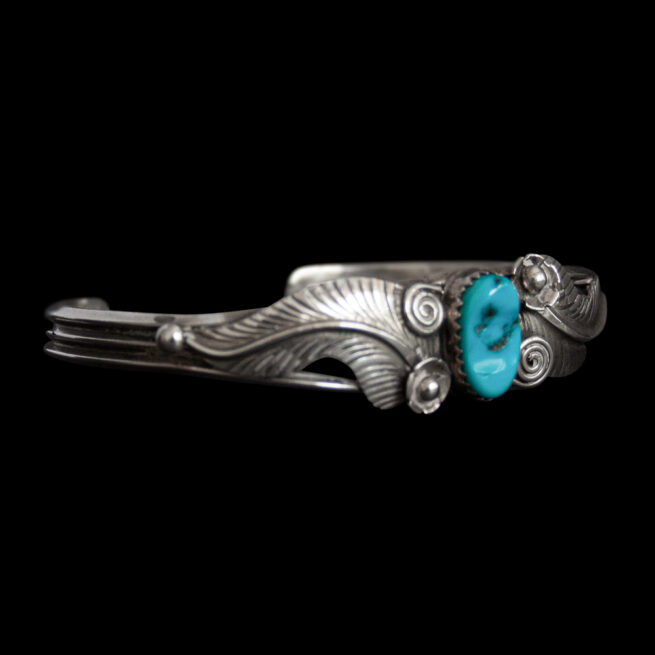 Silver Feathers Turquoise Bracelet - Image 2
