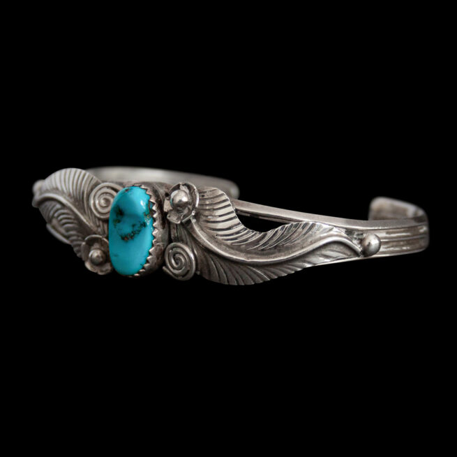 Silver Feathers Turquoise Bracelet - Image 3