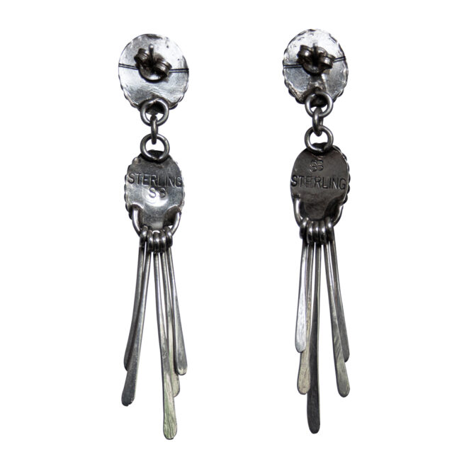 Boucles d'Oreille Turquoise Franges Argent – Image 4