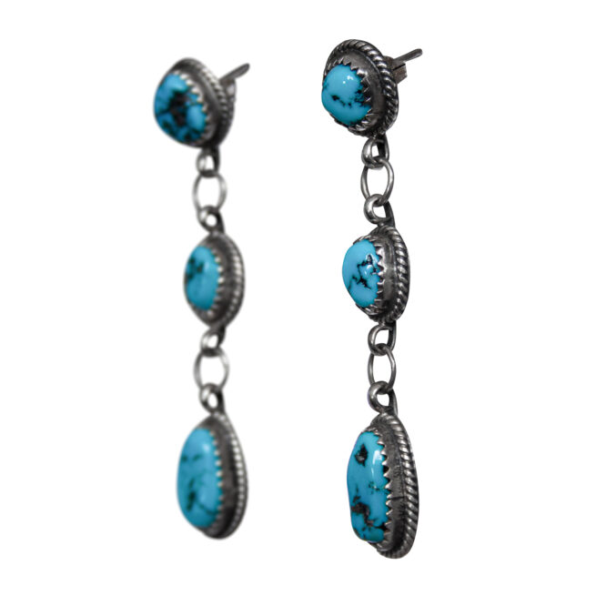Triple Drop Turquoise Earrings - Image 3