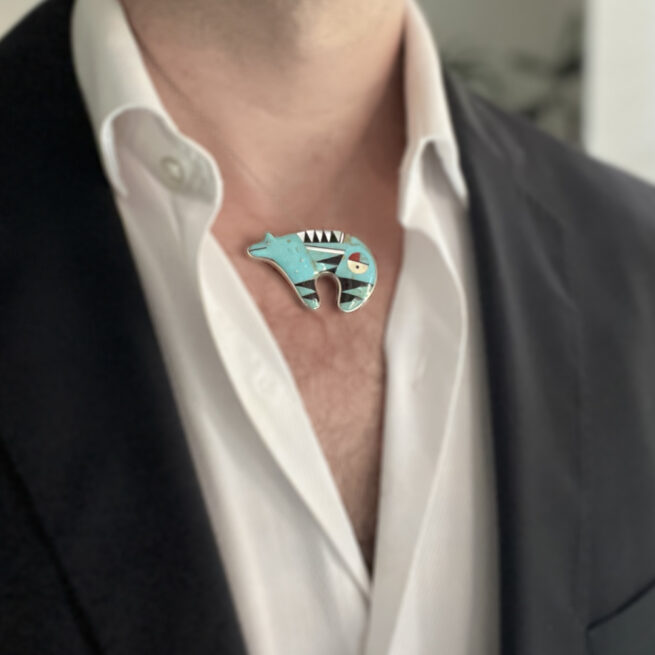 Turquoise Bear Pin Pendant - Image 5
