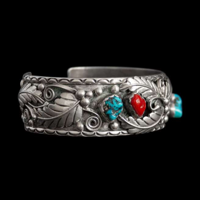 Turquoise Coral Navajo Bracelet - Image 2