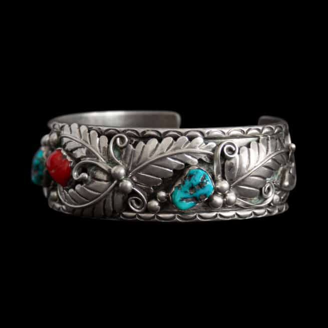 Turquoise Coral Navajo Bracelet - Image 6