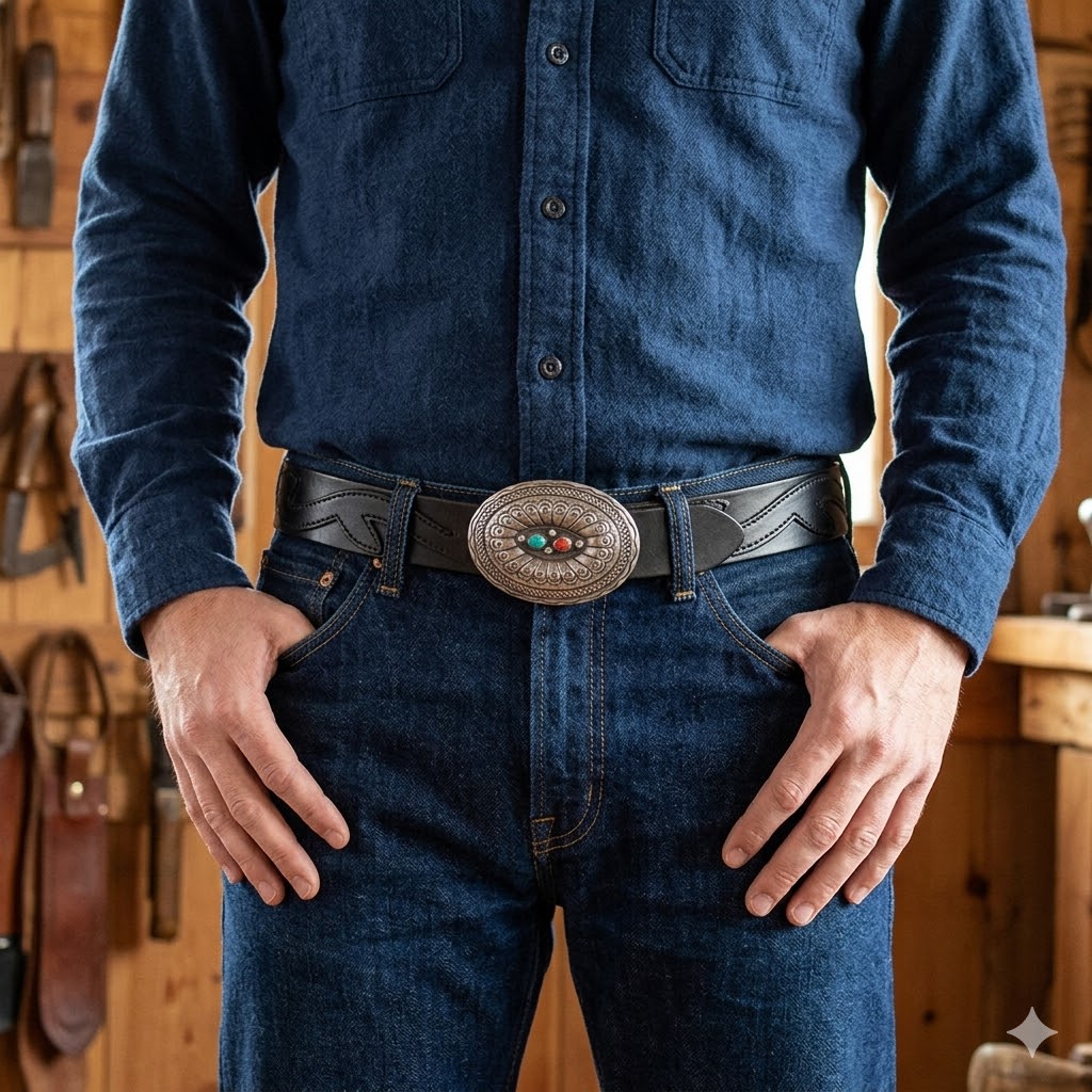 Turquoise Coral Navajo Buckle