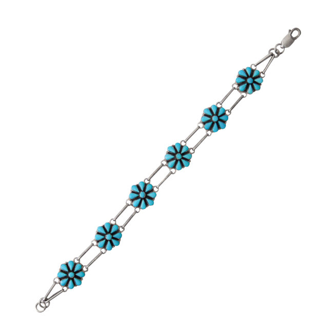 Turquoise Flower Chain Bracelet – Image 2