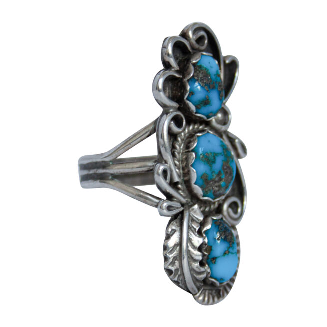 Turquoise Trio Navajo Ring - Image 2