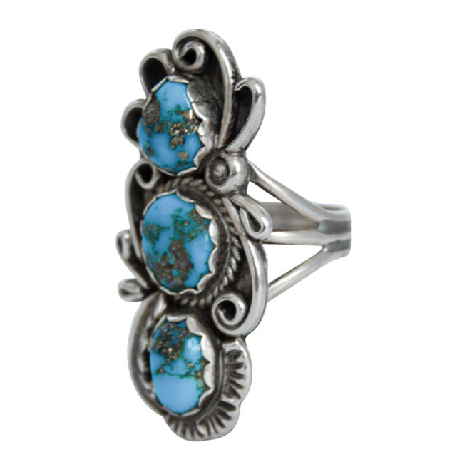 Turquoise Trio Navajo Ring - Image 3