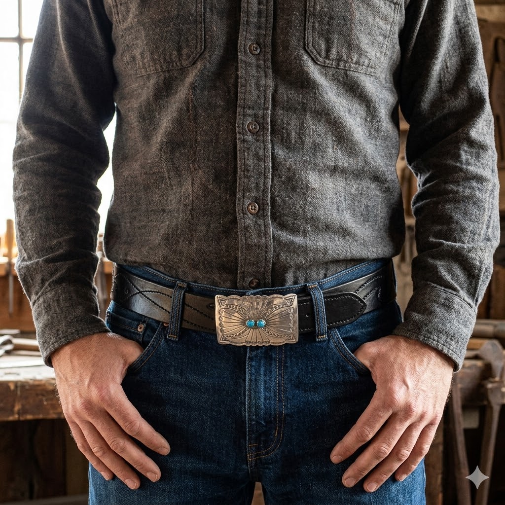 Twin Turquoise Belt Buckle