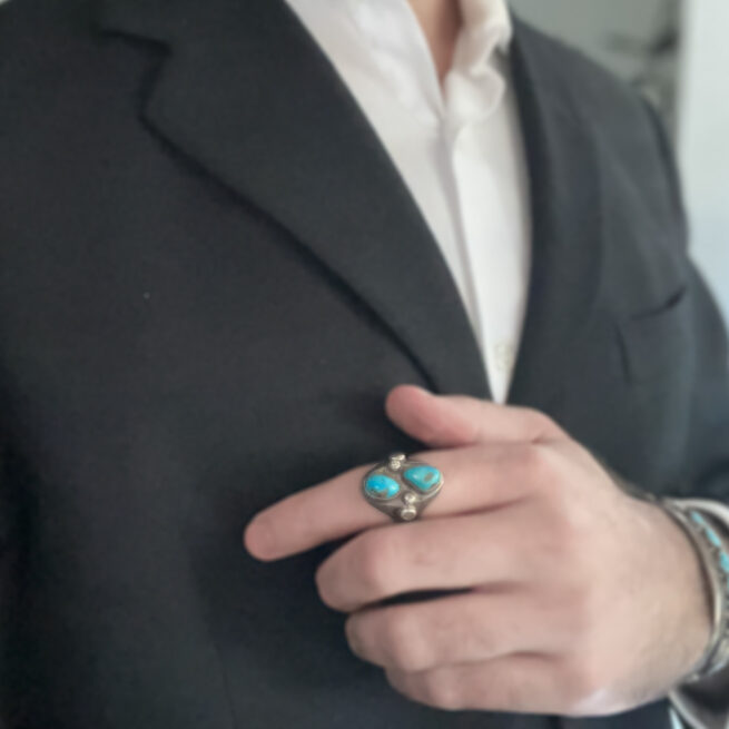 Twin Turquoise Navajo Ring – Image 6