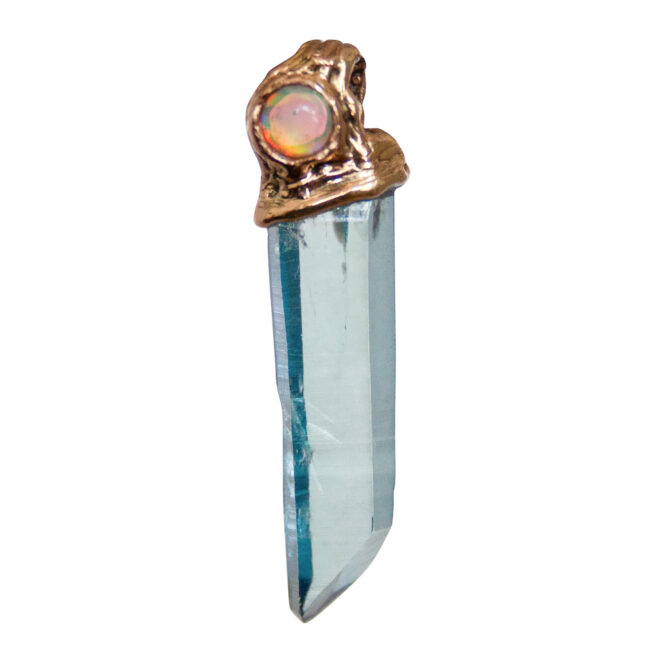 18K Gold Opal Aqua Aura Pendant - Image 4