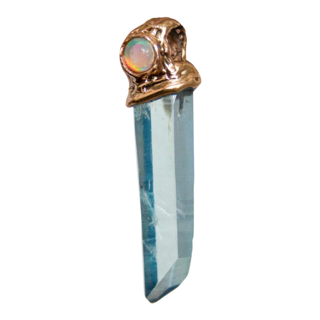 18K Gold Opal Aqua Aura Pendant - Image 2