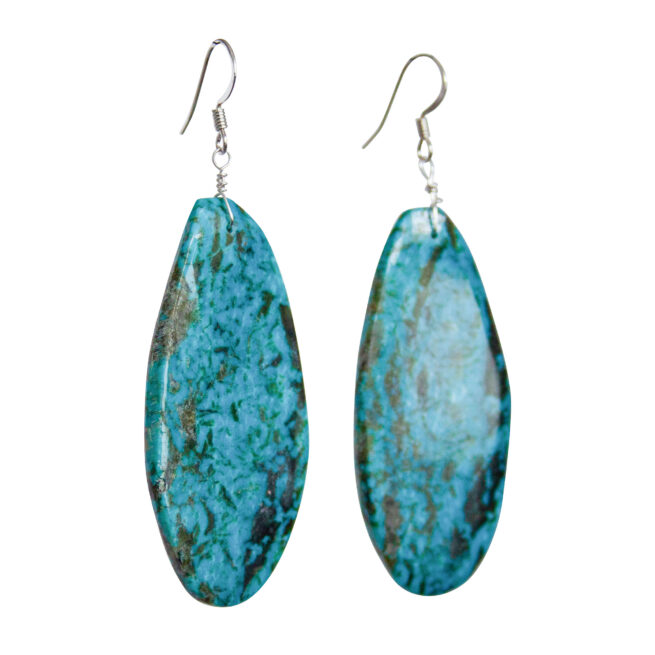 Blue Turquoise Slab Earrings - Image 4