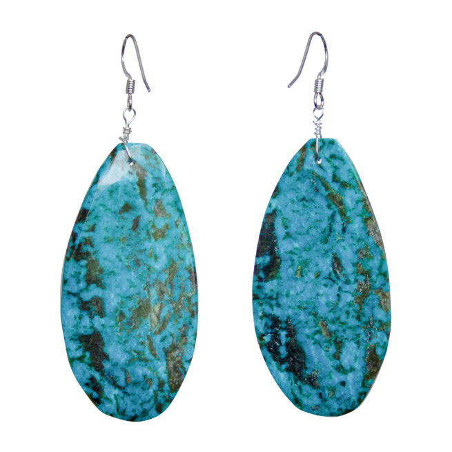 Blue Turquoise Slab Earrings - Image 2