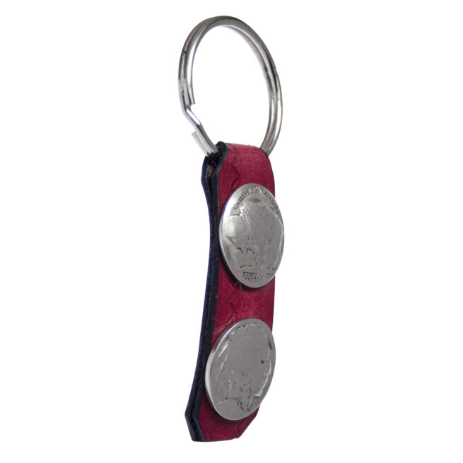 Buffalo-Chief Brown Leather Keyring – Image 2